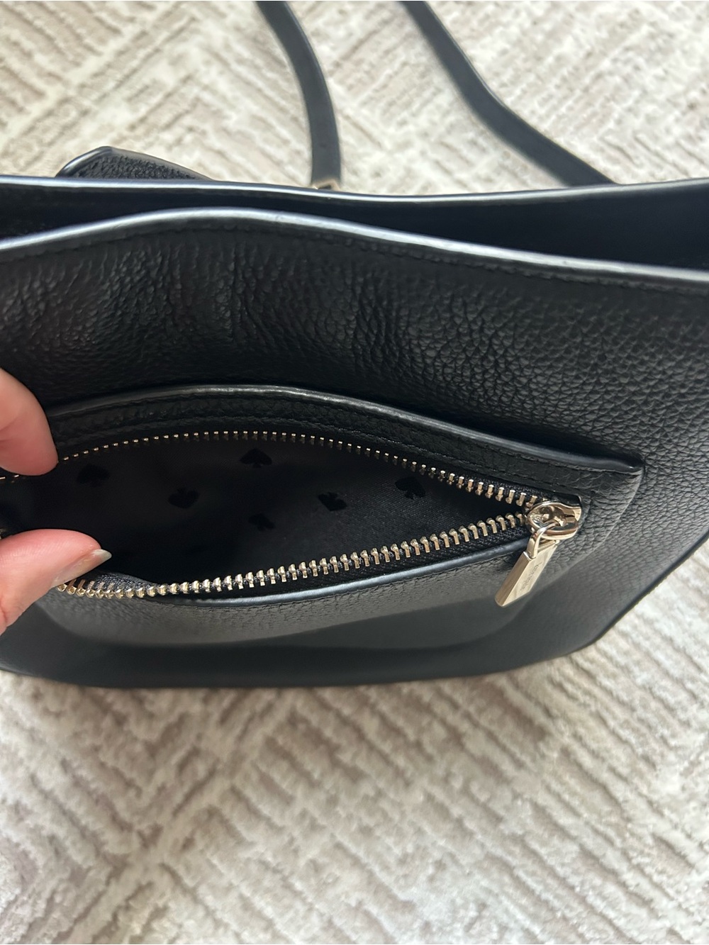 kate spade Black Pebbled Leather Crossbody with Front Zip Pocket - Picture 5 of 7